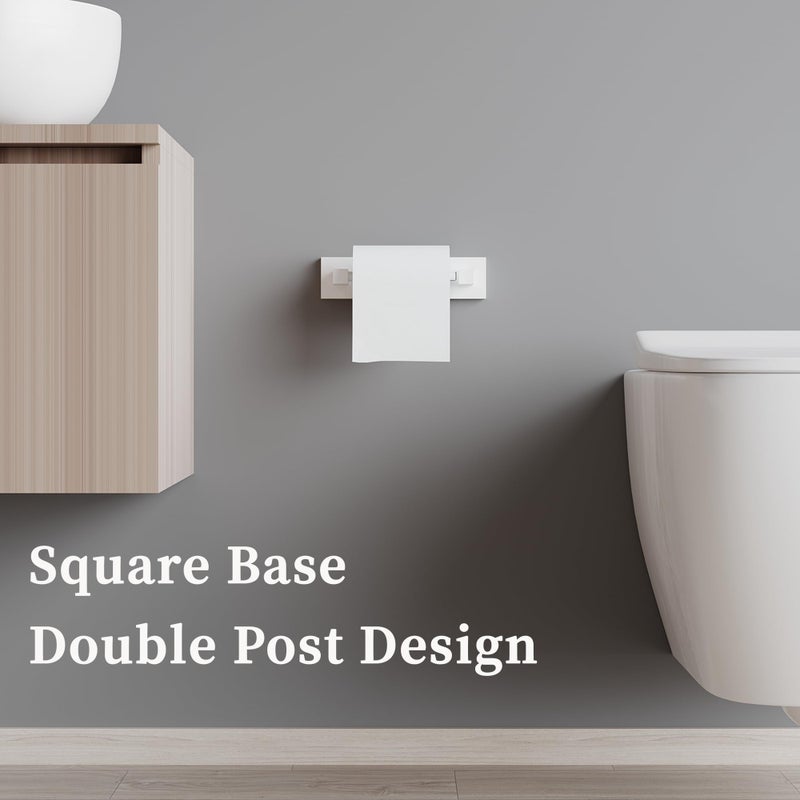 Ruacq Toilet Paper Holder-White Tissue Roll Holder Double Post Pivoting Square Base Wall Mounted for Bathroom - Image 2