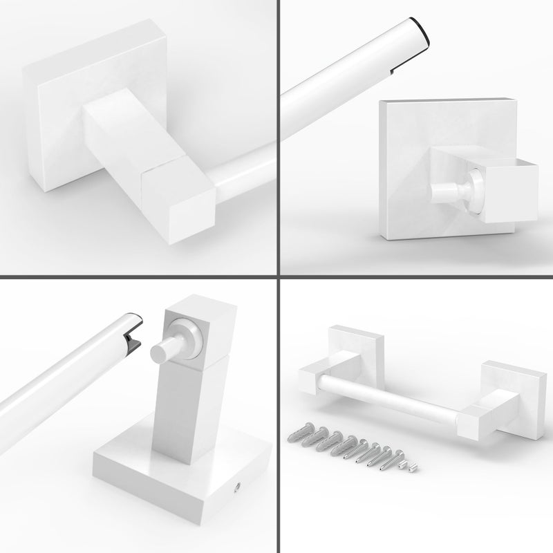Ruacq Toilet Paper Holder-White Tissue Roll Holder Double Post Pivoting Square Base Wall Mounted for Bathroom - Image 4