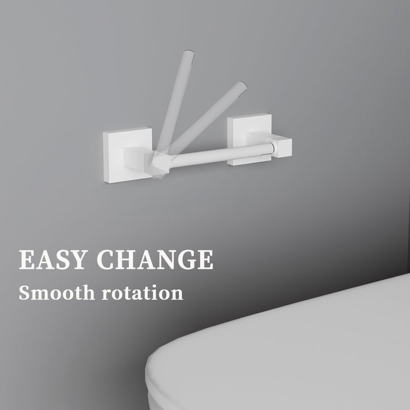 Ruacq Toilet Paper Holder-White Tissue Roll Holder Double Post Pivoting Square Base Wall Mounted for Bathroom - Image 3