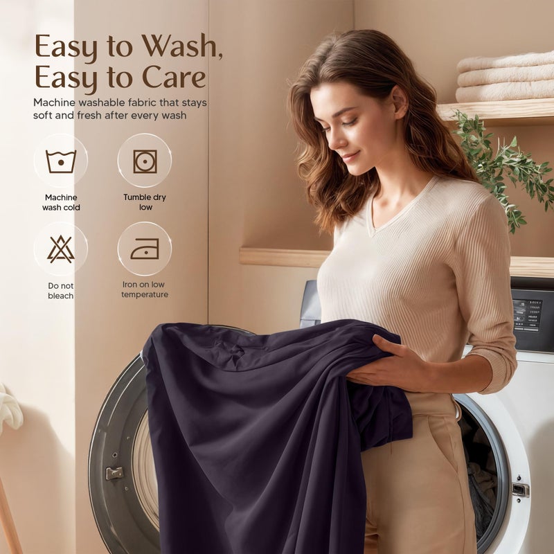 Utopia Bedding Queen Sheet Set â€“ 4 Piece Bed Sheets for Queen Size Bed, Soft and Breathable Microfiber, Includes 1 Fitted Sheet, 1 Flat Sheet and 2 Pillowcases (Dark Purple) - Image 5