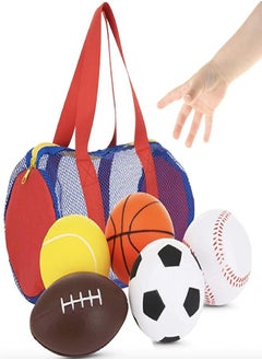 Neliblu Balls for Kids, Toddler Sports Toys - Set of 5 Foam Sports Balls + FREE Bag - Perfect for Small Hands to grab - Ball Toys for Toddlers 1-3, Foam Balls for Kids - Baby Soccer Ball, Baby Sports Balls  - Image 1
