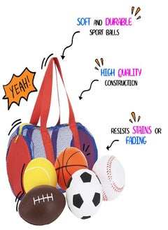 Neliblu Balls for Kids, Toddler Sports Toys - Set of 5 Foam Sports Balls + FREE Bag - Perfect for Small Hands to grab - Ball Toys for Toddlers 1-3, Foam Balls for Kids - Baby Soccer Ball, Baby Sports Balls  - Image 2