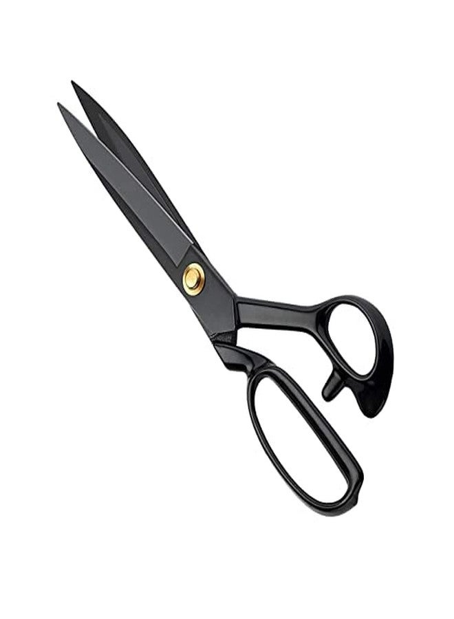 SANWALSA 10 Inch Premium Professional Anti Rust Stainless Steel Scissor With Rubber Handle Grip Used for Tailoring Sewing Cutting Clothes Paper, Set of 1- Black - Image 1