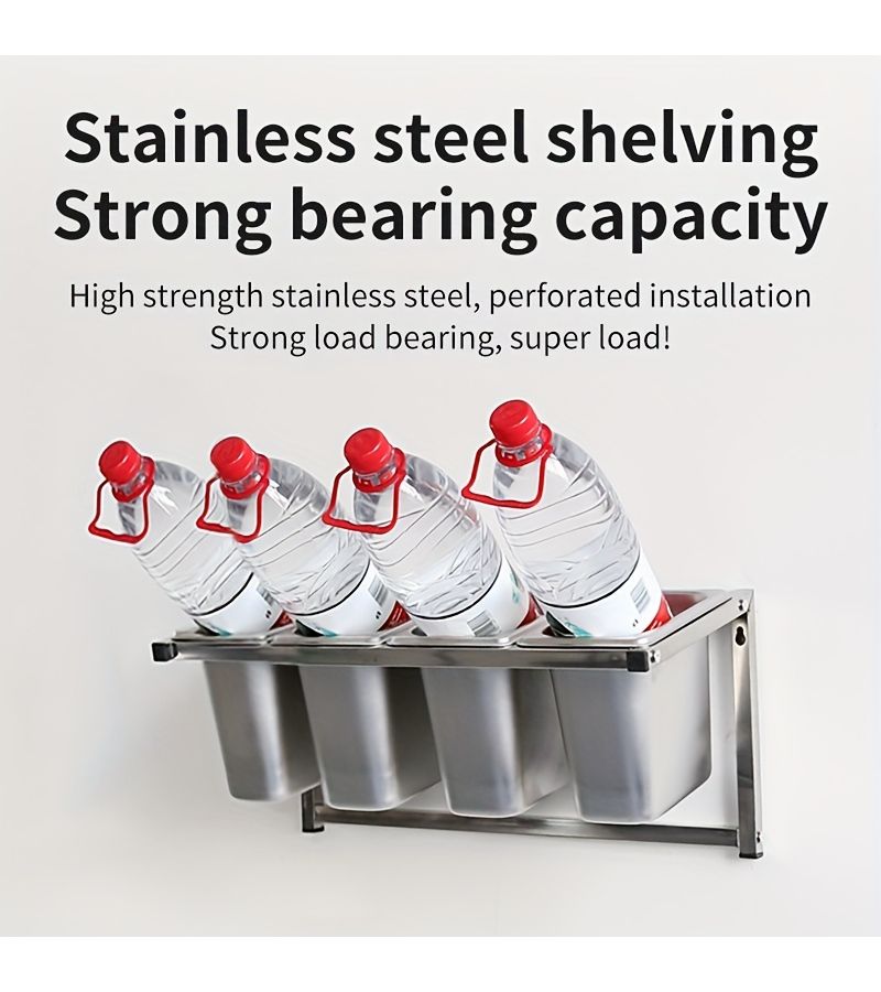 Stainless Steel 4 Grid Wall Mount Single Row Condiment Rack For Milk Tea Shops 1 9 Compartment Jam Box Organizer - Image 1