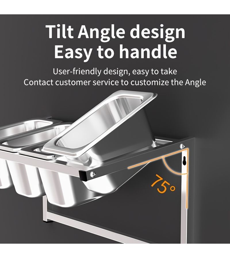 Stainless Steel 4 Grid Wall Mount Single Row Condiment Rack For Milk Tea Shops 1 9 Compartment Jam Box Organizer - Image 4