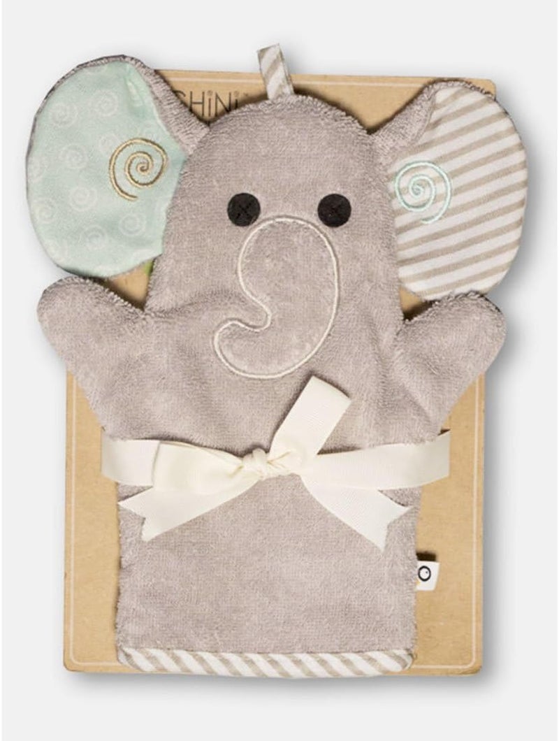 ZOOCCHINI Baby Bath Mitt  UltraSoft Washcloth Glove 100 Cotton Snow Terry Designed in The USA 1 MittPack Elle The Elephant - Image 3