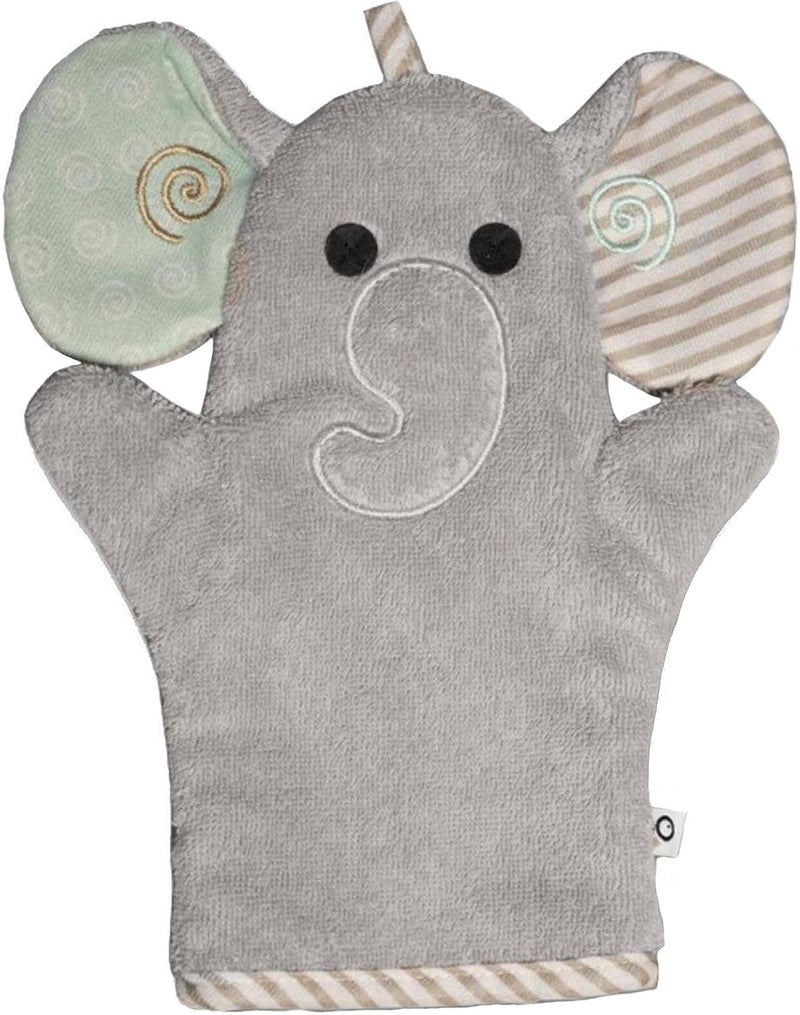 ZOOCCHINI Baby Bath Mitt  UltraSoft Washcloth Glove 100 Cotton Snow Terry Designed in The USA 1 MittPack Elle The Elephant - Image 1