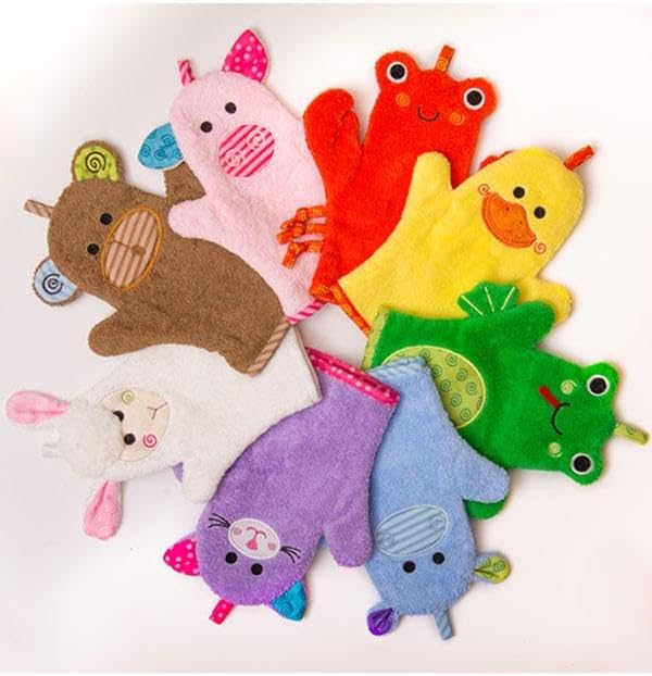 ZOOCCHINI Baby Bath Mitt  UltraSoft Washcloth Glove 100 Cotton Snow Terry Designed in The USA 1 MittPack Elle The Elephant - Image 4