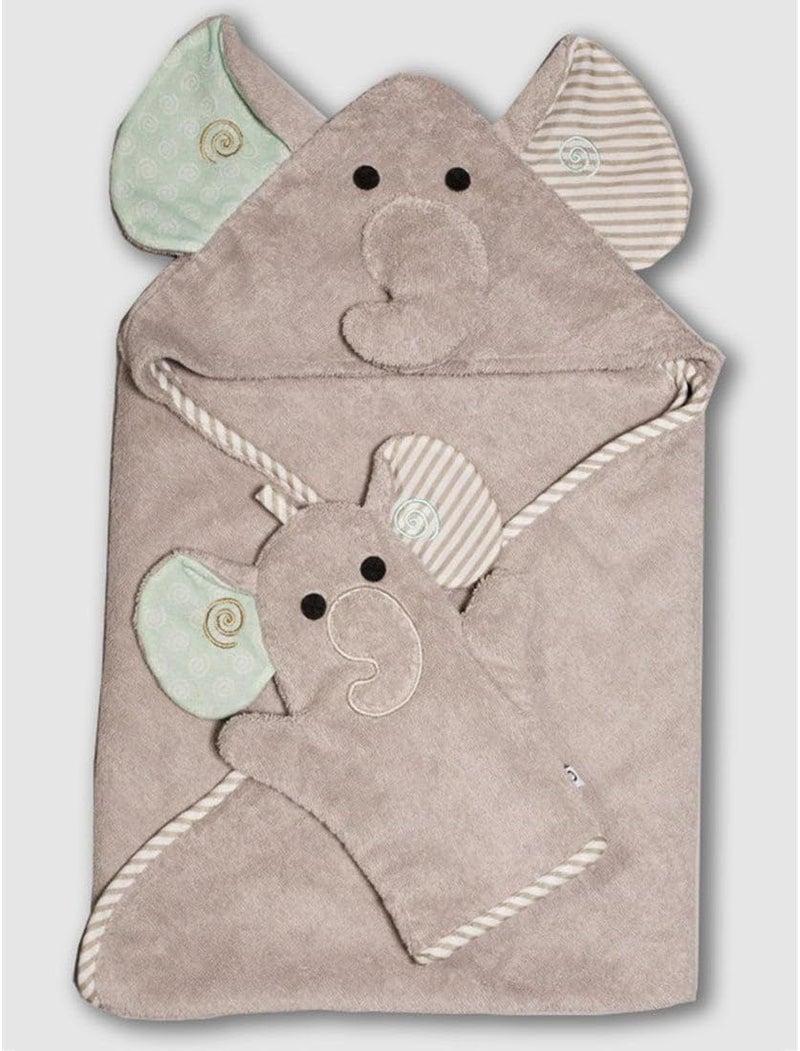 ZOOCCHINI Baby Bath Mitt  UltraSoft Washcloth Glove 100 Cotton Snow Terry Designed in The USA 1 MittPack Elle The Elephant - Image 5