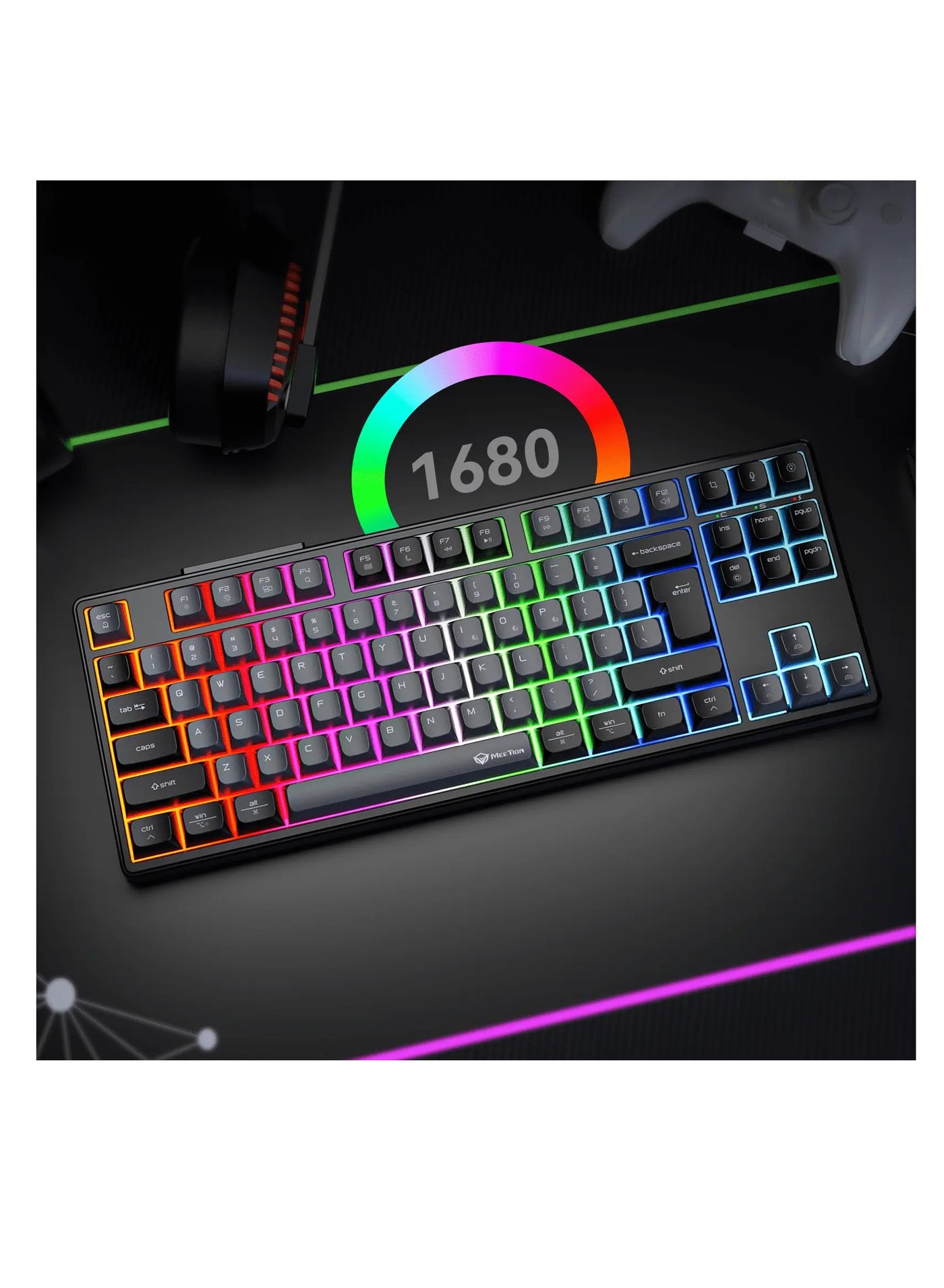 MEETION MK14 TKL Three Mode Wireless/Bluetooth/Wired Hot-swappable Gaming Keyboard 87 Keys RGB LED Light Mechanical Keyboard for Game