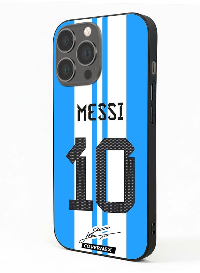 Covernex Apple iPhone 13 Pro Protective Case Cover Printed Featuring Lionel Messi National Team Jersy Design with Signature - Image 1