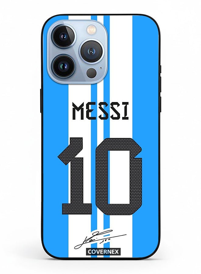 Covernex Apple iPhone 13 Pro Protective Case Cover Printed Featuring Lionel Messi National Team Jersy Design with Signature - Image 2