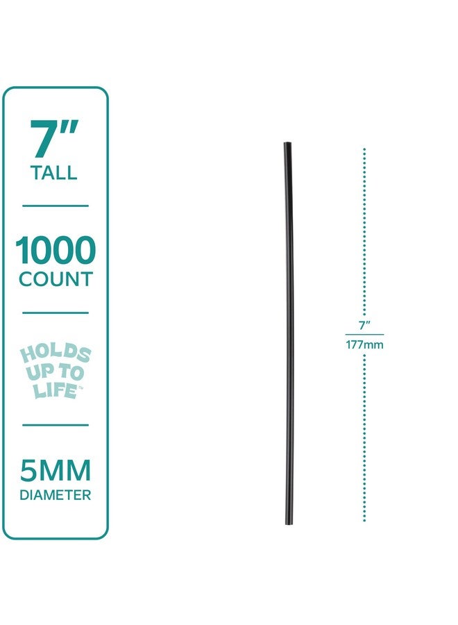 Comfy Package [1000 Count] 7 Inch Coffee Stirrers, Cocktail Straws - Disposable Plastic Sip Stir Sticks - Black - Image 2