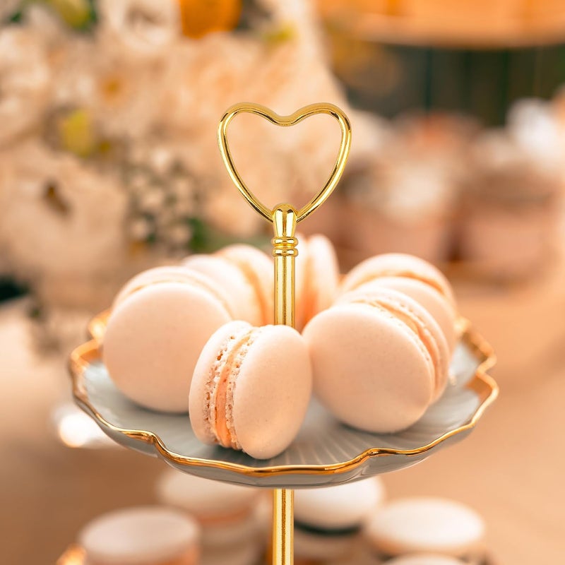 Happy Will 3 Tier 14" Heavy Metal Cake Stand Holder Fruit Plate Stand Fitting Hardware Rod Gold_heart - Image 4