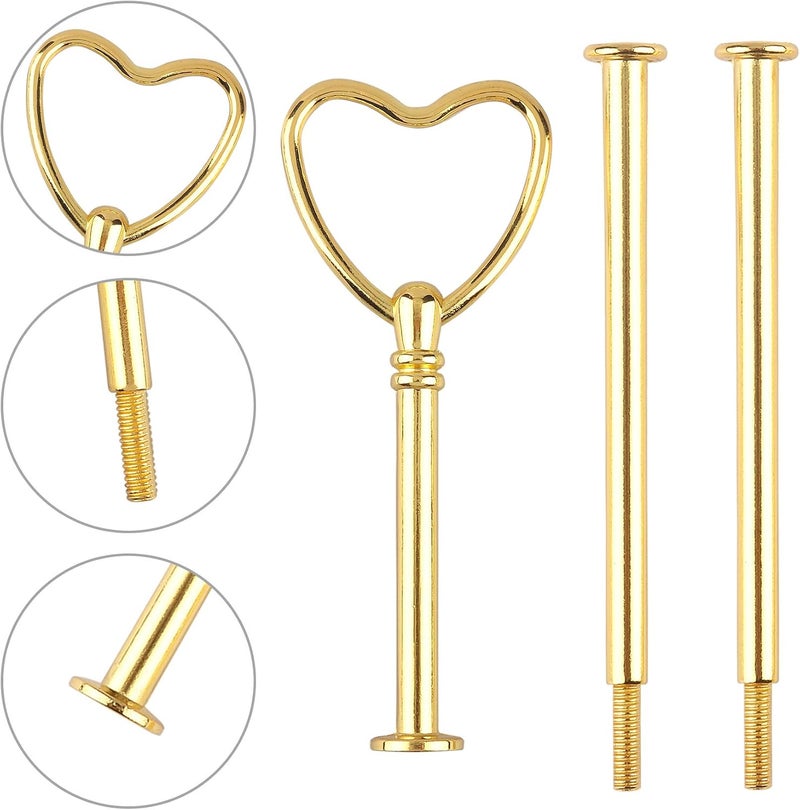 Happy Will 3 Tier 14" Heavy Metal Cake Stand Holder Fruit Plate Stand Fitting Hardware Rod Gold_heart - Image 3