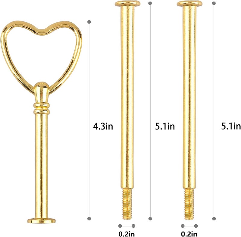 Happy Will 3 Tier 14" Heavy Metal Cake Stand Holder Fruit Plate Stand Fitting Hardware Rod Gold_heart - Image 2