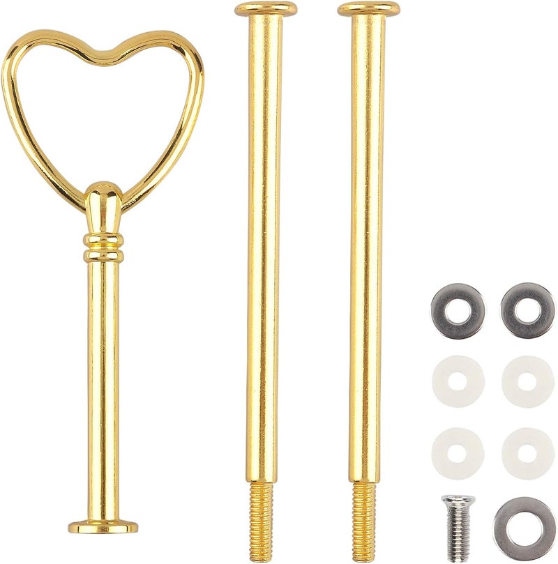 Happy Will 3 Tier 14" Heavy Metal Cake Stand Holder Fruit Plate Stand Fitting Hardware Rod Gold_heart - Image 1