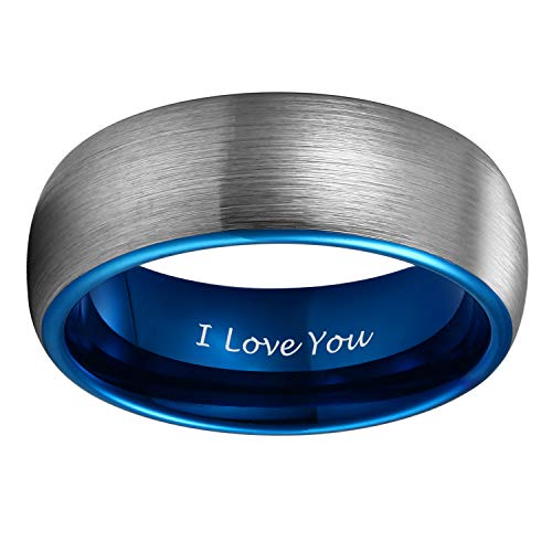 TRUMIUM 8mm Tungsten Ring I Love You for Men Women Couple Wedding Band Comfort Fit Size 9.5 - Image 2