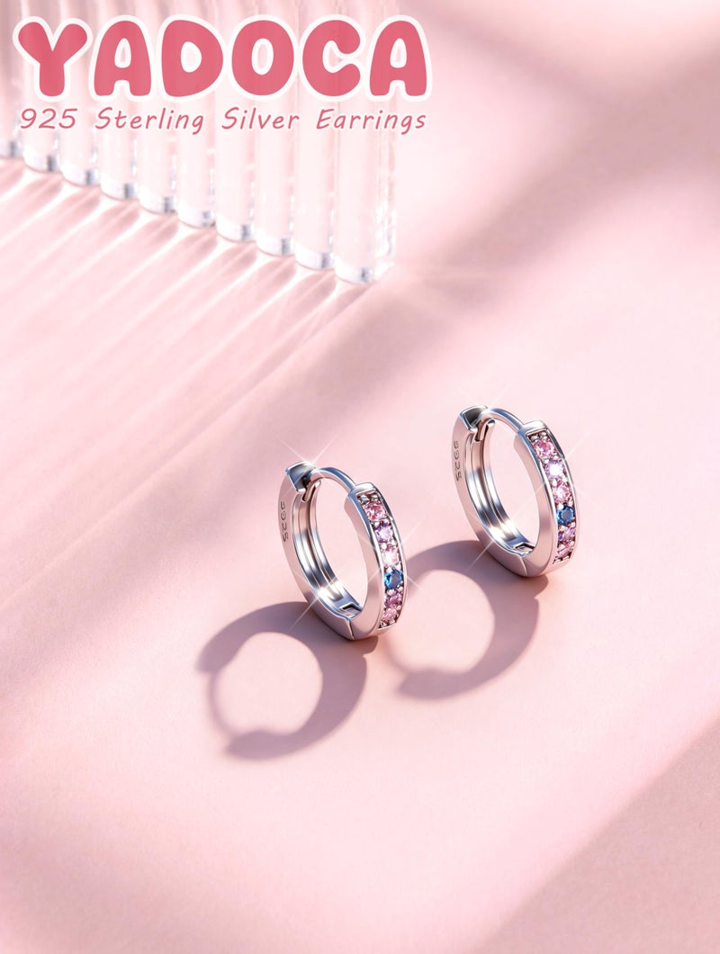 YADOCA Small Hoop Earrings for Girls Women Hypoallergenic ðŸµðŸ®ðŸ± ð—¦ð˜ð—²ð—¿ð—¹ð—¶ð—»ð—´ ð—¦ð—¶ð—¹ð˜ƒð—²ð—¿ Toddler Earrings Cute Cubic Zirconia Cartilage Sleeper Huggie Hoop Earrings With Box - Image 5