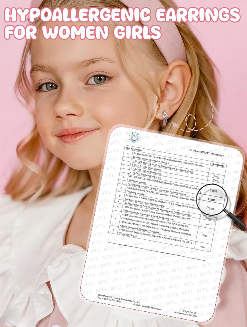 YADOCA Small Hoop Earrings for Girls Women Hypoallergenic ðŸµðŸ®ðŸ± ð—¦ð˜ð—²ð—¿ð—¹ð—¶ð—»ð—´ ð—¦ð—¶ð—¹ð˜ƒð—²ð—¿ Toddler Earrings Cute Cubic Zirconia Cartilage Sleeper Huggie Hoop Earrings With Box - Image 4
