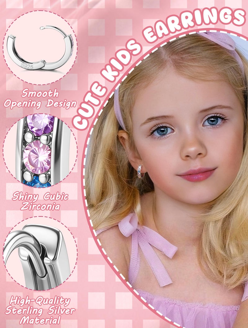 YADOCA Small Hoop Earrings for Girls Women Hypoallergenic ðŸµðŸ®ðŸ± ð—¦ð˜ð—²ð—¿ð—¹ð—¶ð—»ð—´ ð—¦ð—¶ð—¹ð˜ƒð—²ð—¿ Toddler Earrings Cute Cubic Zirconia Cartilage Sleeper Huggie Hoop Earrings With Box - Image 2