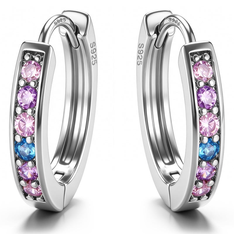 YADOCA Small Hoop Earrings for Girls Women Hypoallergenic ðŸµðŸ®ðŸ± ð—¦ð˜ð—²ð—¿ð—¹ð—¶ð—»ð—´ ð—¦ð—¶ð—¹ð˜ƒð—²ð—¿ Toddler Earrings Cute Cubic Zirconia Cartilage Sleeper Huggie Hoop Earrings With Box - Image 1