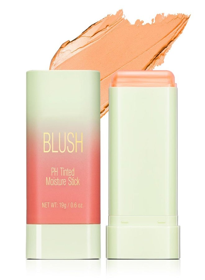 Tiejdhr PH Color Changing Multi-purpose Hydrating Tinted Solid Blush Stick for Cheek/Eyes/Lips (3# Coral Orange) - Image 1