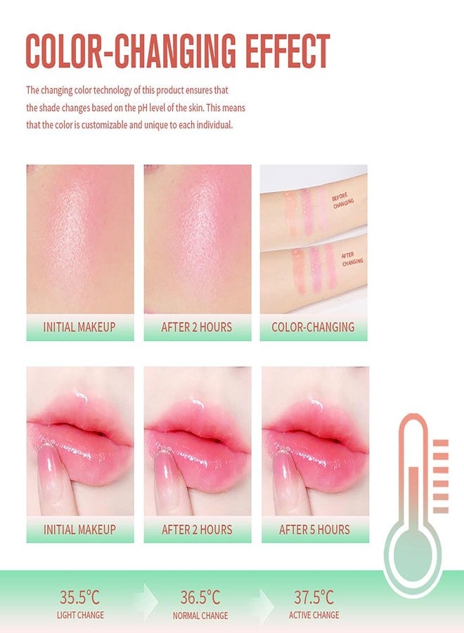 Tiejdhr PH Color Changing Multi-purpose Hydrating Tinted Solid Blush Stick for Cheek/Eyes/Lips (3# Coral Orange) - Image 3
