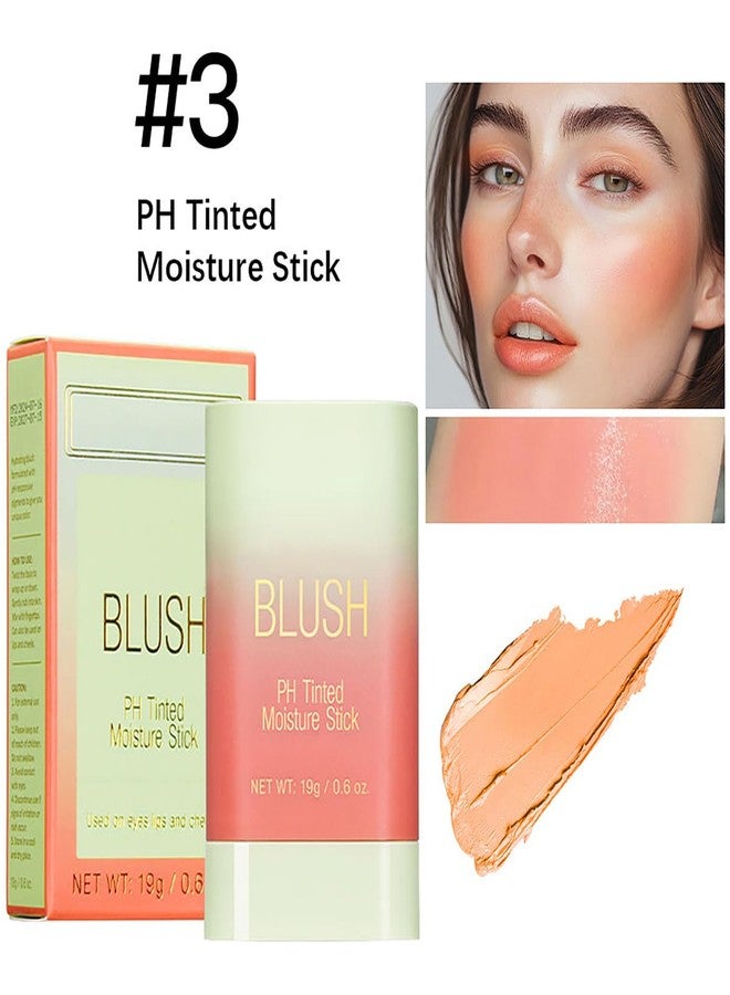 Tiejdhr PH Color Changing Multi-purpose Hydrating Tinted Solid Blush Stick for Cheek/Eyes/Lips (3# Coral Orange) - Image 2