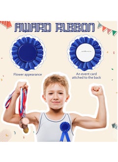 KASTWAVE 12 Pieces Blank Award Ribbons, 1st Place Rosette Ribbon Prize, Deluxe Recognition Ribbons for Competition, Sports Event, School, Contests (Blue)  - Image 4