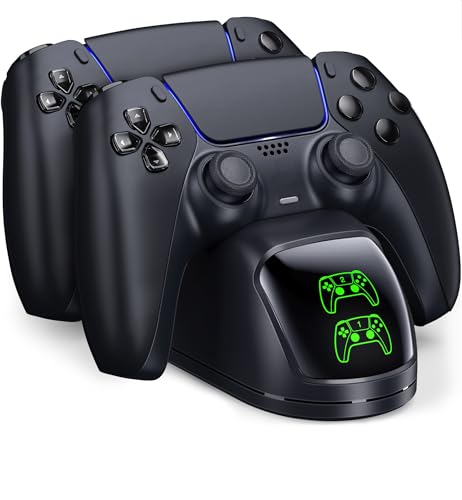 Fegliea Controller Charging Station for PlayStation 5 Dualsense Controller with Dual Stand Charger Dock, Upgrade Charger for PS5 Accessories Fast Charging Cable, Charging Station Black for PS5 - Image 1