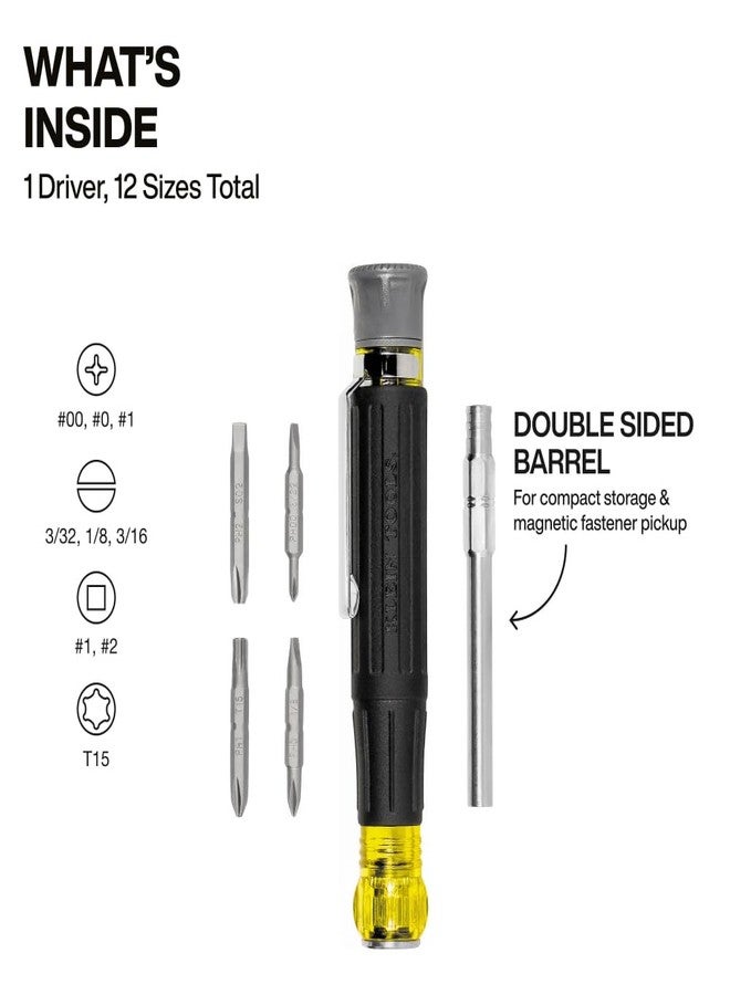 Klein Tools 32600P Mini Precision Screwdriver with Pocket Clip, 13-in-1 Magnetic All-Purpose Driver with Nut Drivers, Phillips, Slotted, and TORX Tips - Image 3