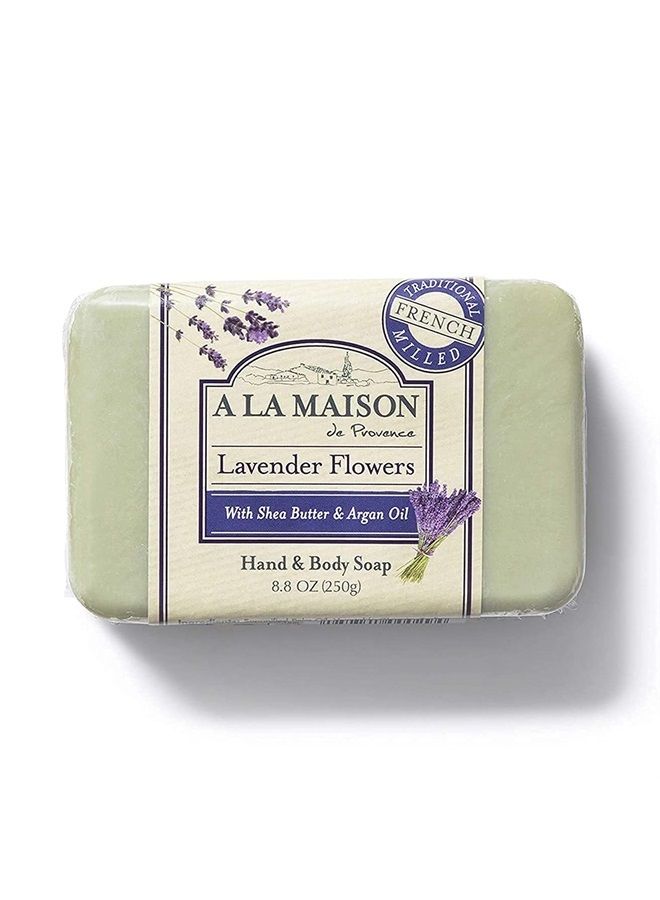 A La Maison Lavender Flower Bar Soap - Triple French Milled Natural Moisturizing Hand Soap Bar (1 Bar of Soap, 8.8 oz) - Image 1