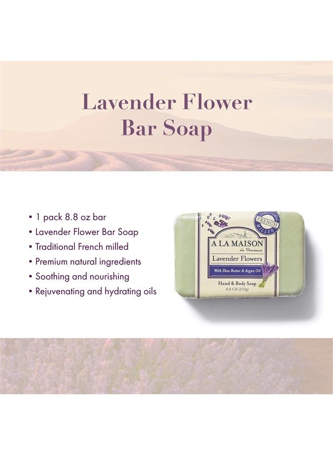 A La Maison Lavender Flower Bar Soap - Triple French Milled Natural Moisturizing Hand Soap Bar (1 Bar of Soap, 8.8 oz) - Image 2