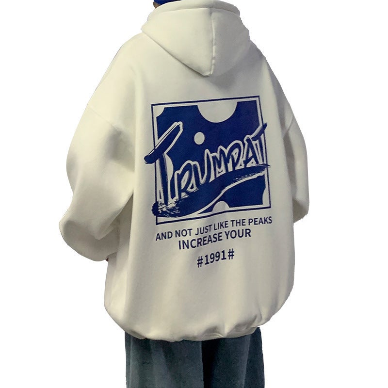 Autumn Winter Plush Hoodie Fashion Sweater White fleece-lined  - Image 4