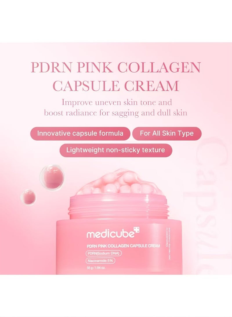Medicube PDRN Pink Collagen Capsule Cream - Korean Lightweight Face Moisturizer | PDRN + Niacinamide for Uneven Skin Tone, Radiant Glow & Deep Hydration - Image 2