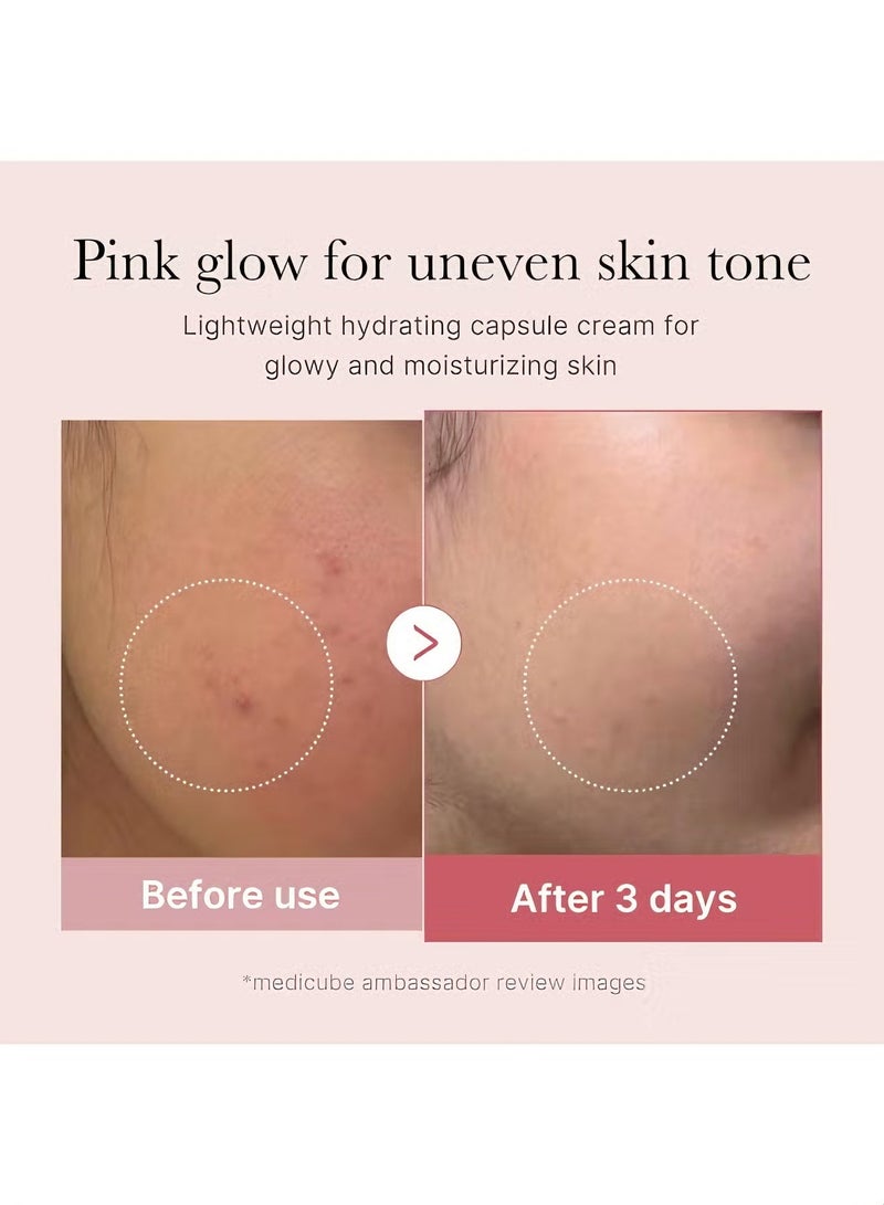 Medicube PDRN Pink Collagen Capsule Cream - Korean Lightweight Face Moisturizer | PDRN + Niacinamide for Uneven Skin Tone, Radiant Glow & Deep Hydration - Image 4