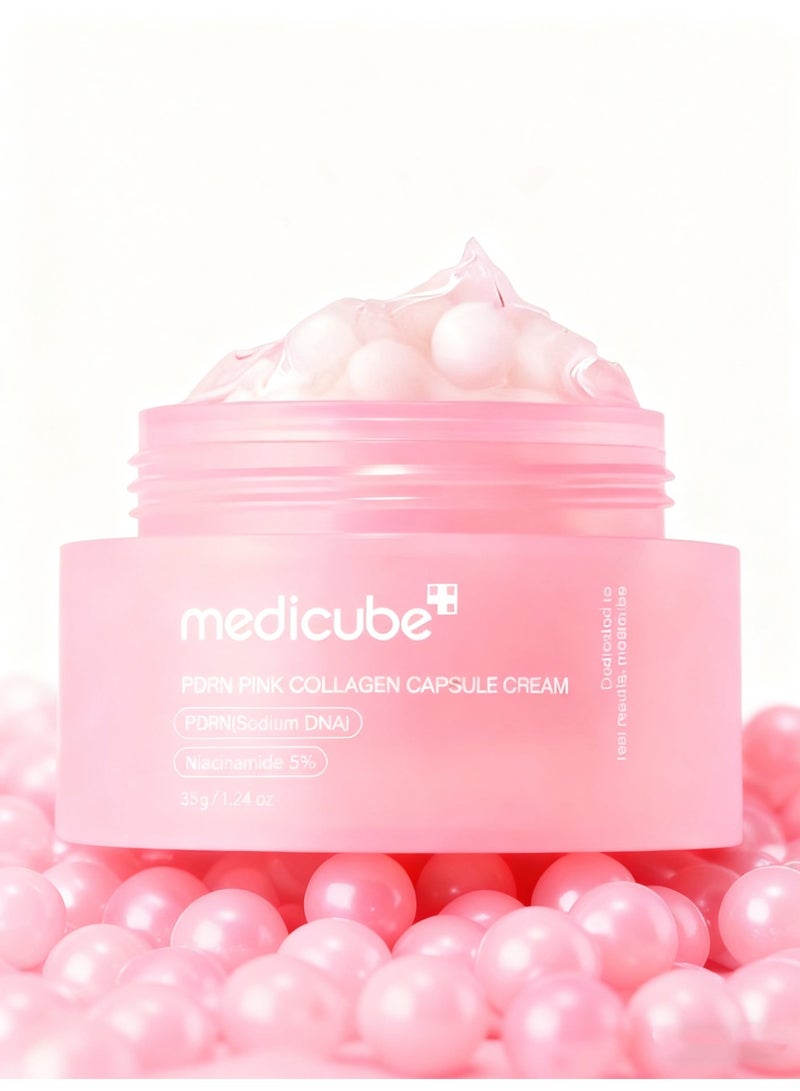 Medicube PDRN Pink Collagen Capsule Cream - Korean Lightweight Face Moisturizer | PDRN + Niacinamide for Uneven Skin Tone, Radiant Glow & Deep Hydration - Image 1