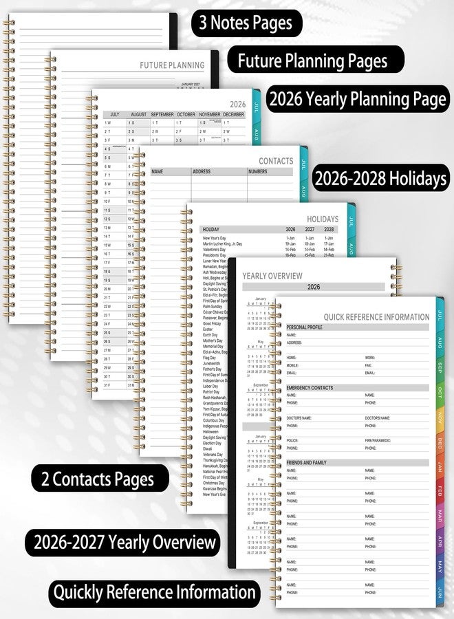 Lortarl 2026-2027 Appointment Book - Daily Planner 2026-2027 from Jul. 2026 - Jun. 2027, 30-Minute Interval, Weekly Appointment Planners with Colorful Tabs, 8.5" x 11" - Image 5