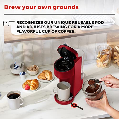 Instant Solo Single Serve Coffee Maker, From the Makers of Pot, K-Cup Pod Compatible Brewer, Includes Reusable & Bold Setting, Brew 8 to 12oz., 40oz. Water Reservoir, Red - Image 4