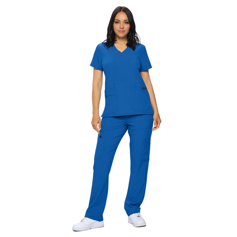 Monarch Uniforms Scrub Sets in Regular and Petite Stretchy Scrubs for Women Set of Scrub Top and Scrub pantsROYAL BLUES