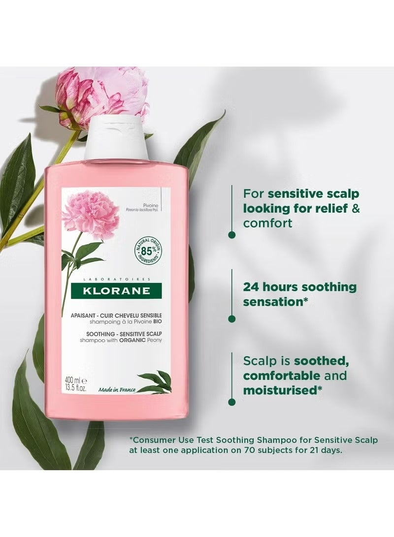 Klorane Soothing - Sensitive Hair Scalp Shampoo with Organic Peony 400ml - Image 2