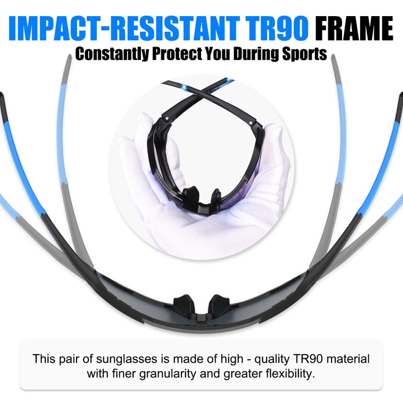 Xtiger X-TIGER Polarized Cycling Bike Sunglasses,Bicycle Glasses with 3 Interchangeable Lenses (Blackblue) - Image 5