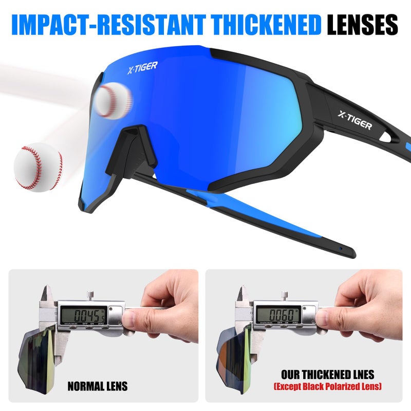 Xtiger X-TIGER Polarized Cycling Bike Sunglasses,Bicycle Glasses with 3 Interchangeable Lenses (Blackblue) - Image 4