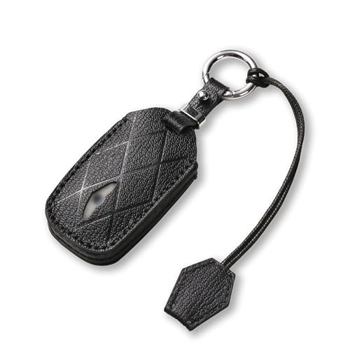 Jayanes Genuine Leather Key Fob Cover Compatible with Genesis G80 GV80 2024 2025 2026, G70 2023 2024 2025, Keyless Fob Case with Keychain & Lanyard for Genesis Key Fob (4+1 Buttons, Black) - Image 1
