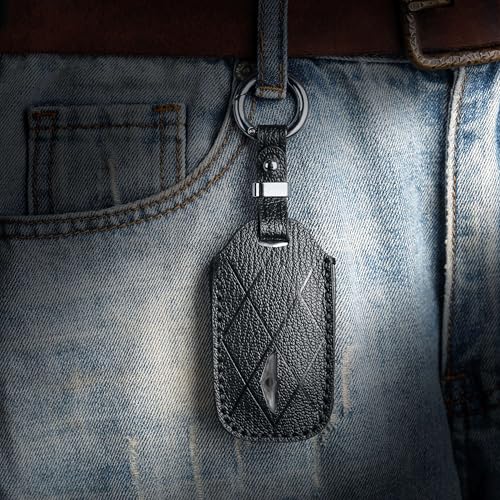 Jayanes Genuine Leather Key Fob Cover Compatible with Genesis G80 GV80 2024 2025 2026, G70 2023 2024 2025, Keyless Fob Case with Keychain & Lanyard for Genesis Key Fob (4+1 Buttons, Black) - Image 5