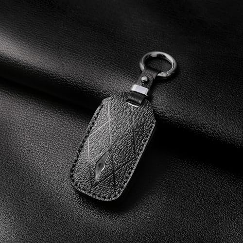 Jayanes Genuine Leather Key Fob Cover Compatible with Genesis G80 GV80 2024 2025 2026, G70 2023 2024 2025, Keyless Fob Case with Keychain & Lanyard for Genesis Key Fob (4+1 Buttons, Black) - Image 3