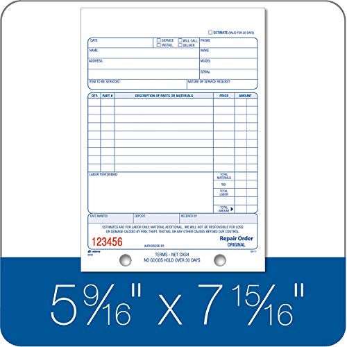 Adams Repair Order Book, 3-Part Carbonless, White/White/White, 5-9/16 x 8-7/16 Inches, 50 Sets (T5084) - Image 3