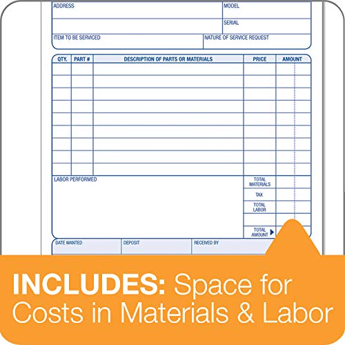 Adams Repair Order Book, 3-Part Carbonless, White/White/White, 5-9/16 x 8-7/16 Inches, 50 Sets (T5084) - Image 5