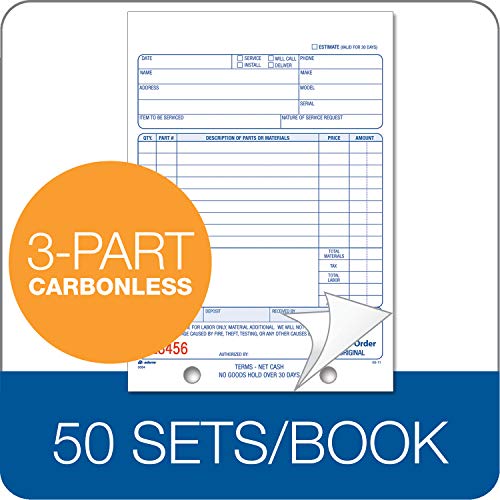 Adams Repair Order Book, 3-Part Carbonless, White/White/White, 5-9/16 x 8-7/16 Inches, 50 Sets (T5084) - Image 4